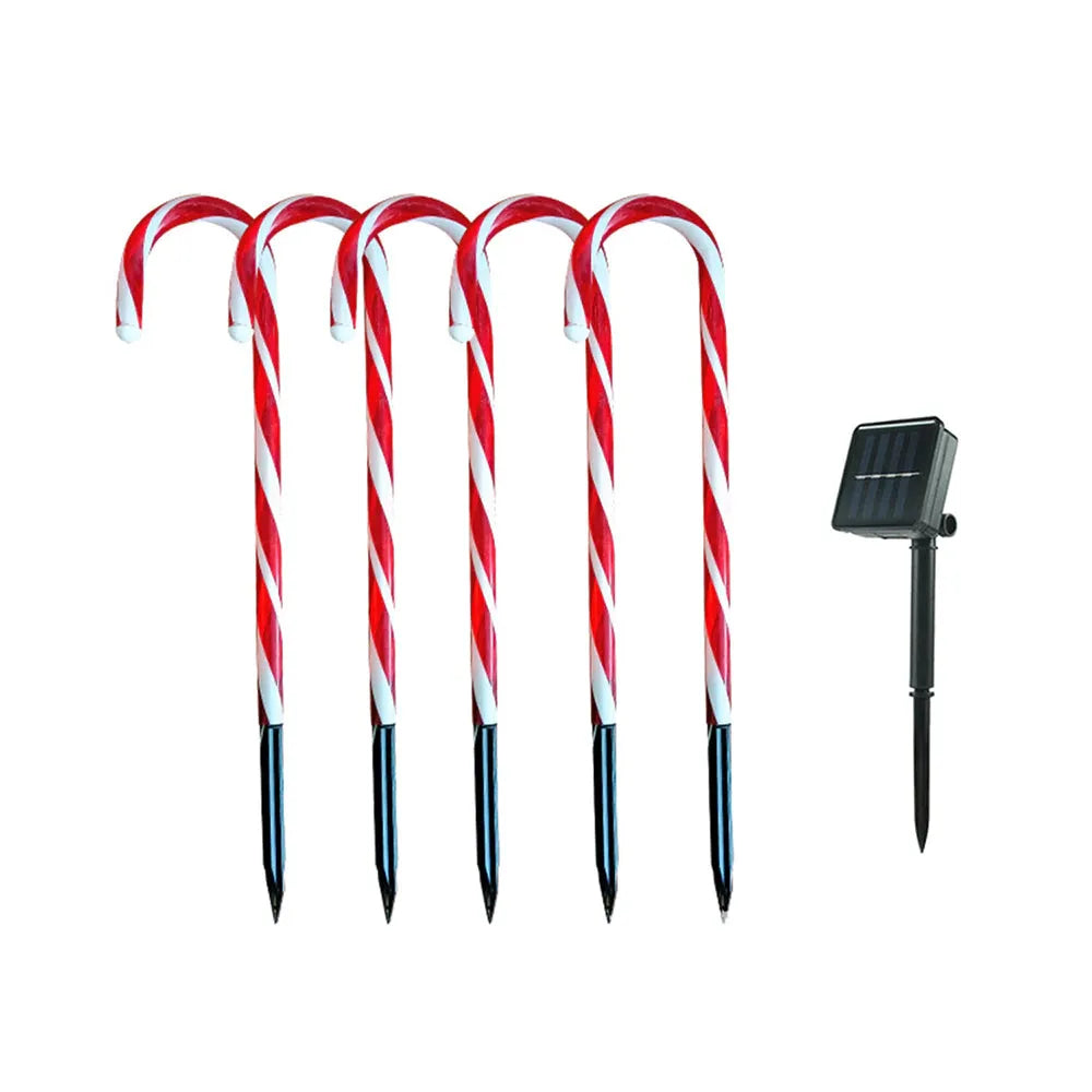 Vibe Geeks Solar Powered Christmas Candy Cane Pathway