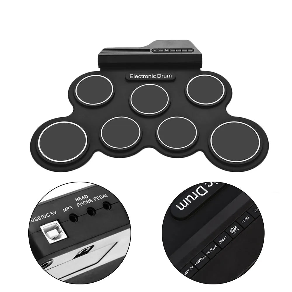 Vibe Geeks Electronic Drum Kit Musical Roll - up Set