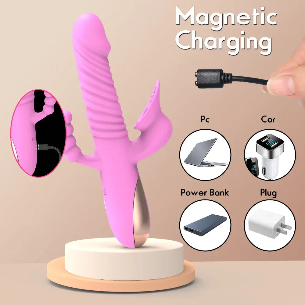 3 In 1 Thrusting Sucker Vibrator For Women