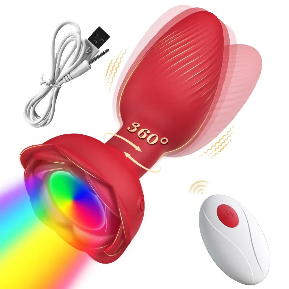 360 Rotating Vibrating Anal Plug Led Light