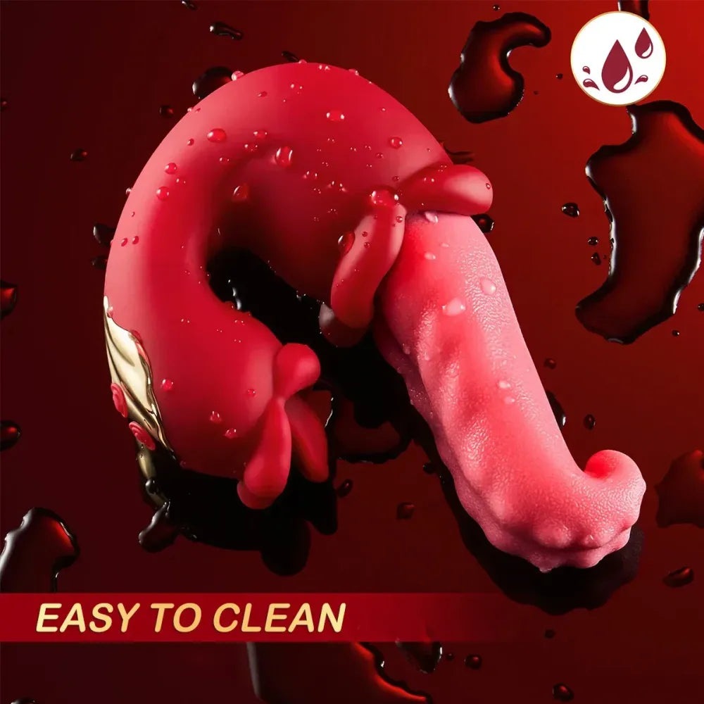 4-in-1 Tongue Thrusting Dildo for Women - Clit Stimulator