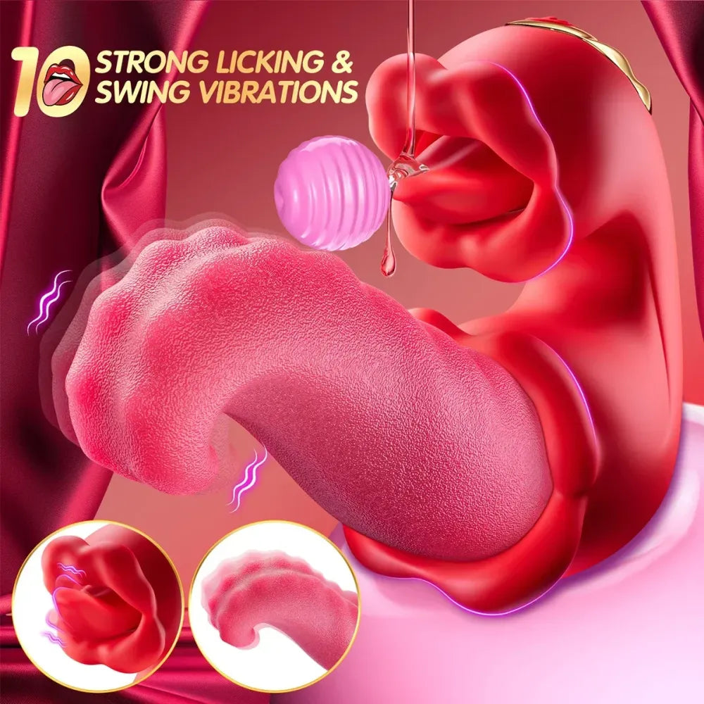 4-in-1 Tongue Thrusting Dildo for Women - Clit Stimulator