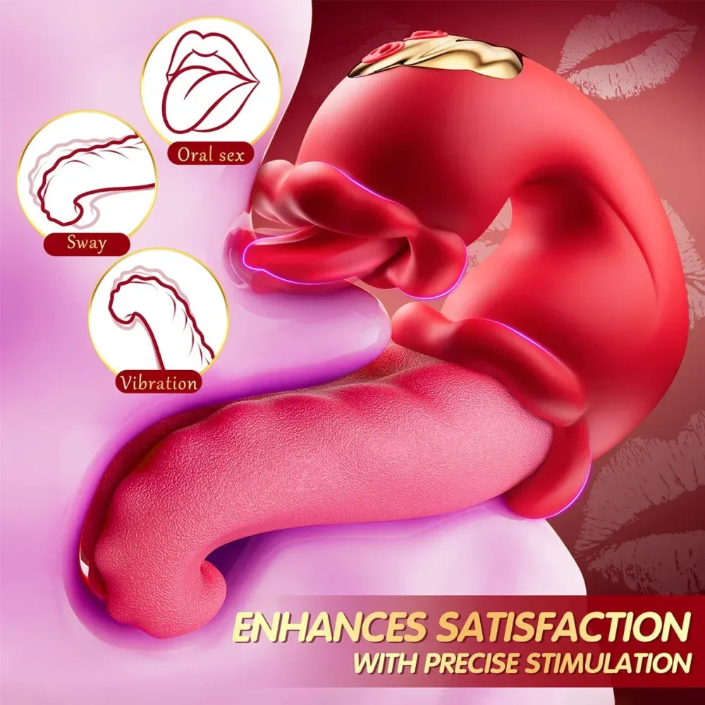 4-in-1 Tongue Thrusting Dildo for Women - Clit Stimulator