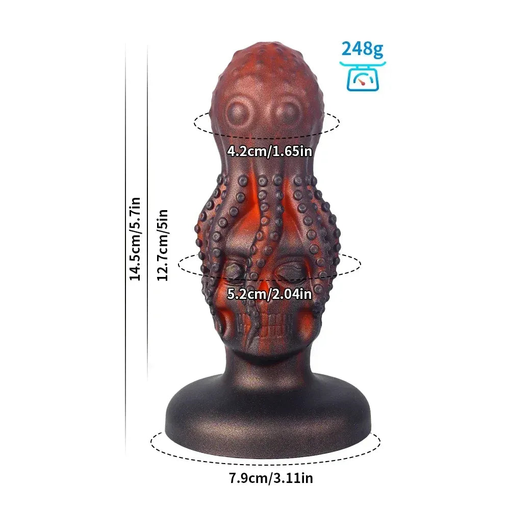 5.7 Inch Silicone Anal Plug With Suction Cup Skull Design