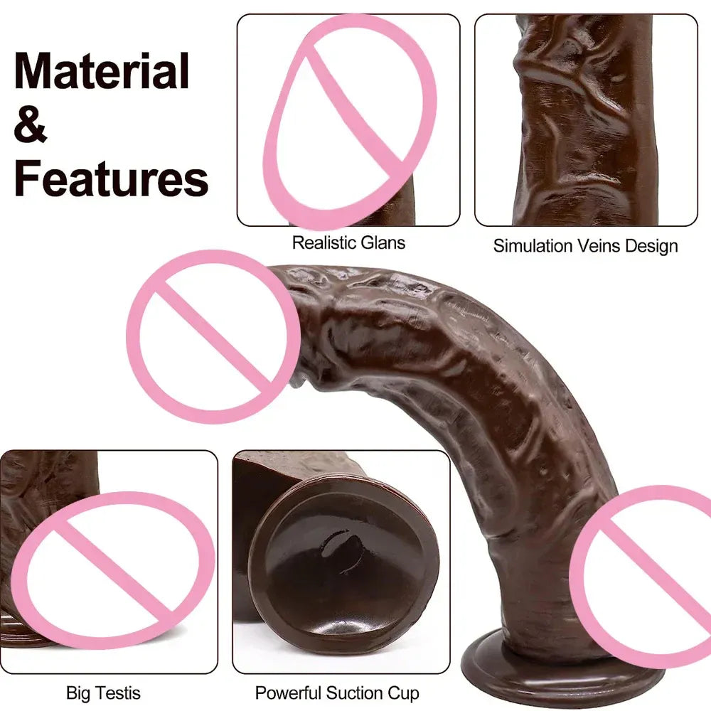 9 Inch Realistic Silicone Dildo with Suction Cup for Women