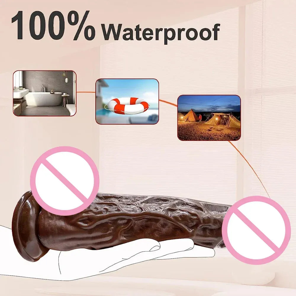 9 Inch Realistic Silicone Dildo with Suction Cup for Women