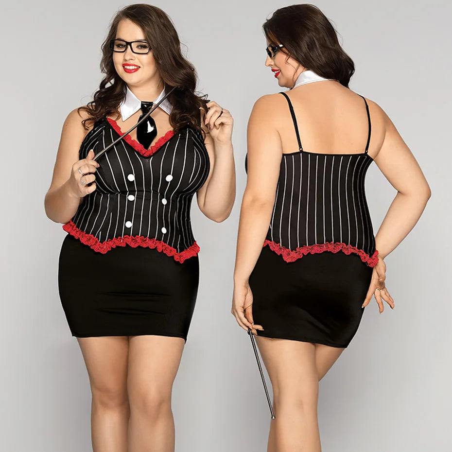 Alluring Teacher Cosplay Lingerie Plus Size Role Play Outfit