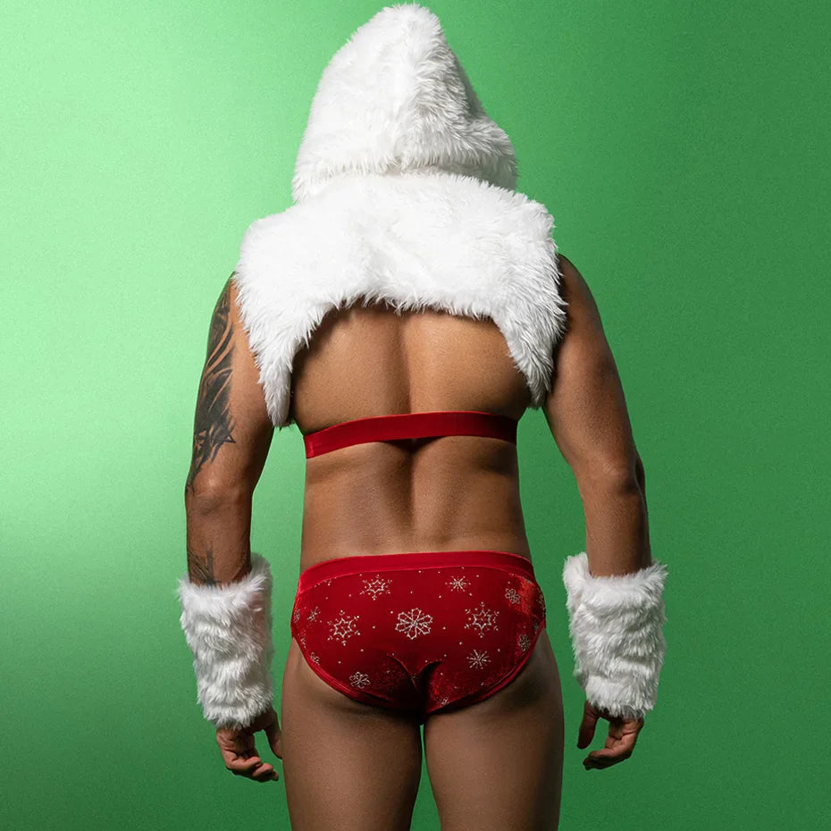 Christmas Cosplay Lingerie Set White Top & Pant Outfit