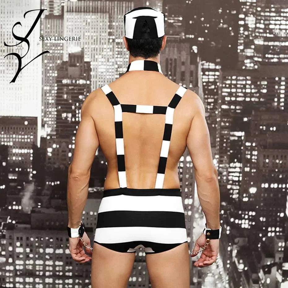 Alluring Prisoner Cosplay Lingerie Set Men Underwear &