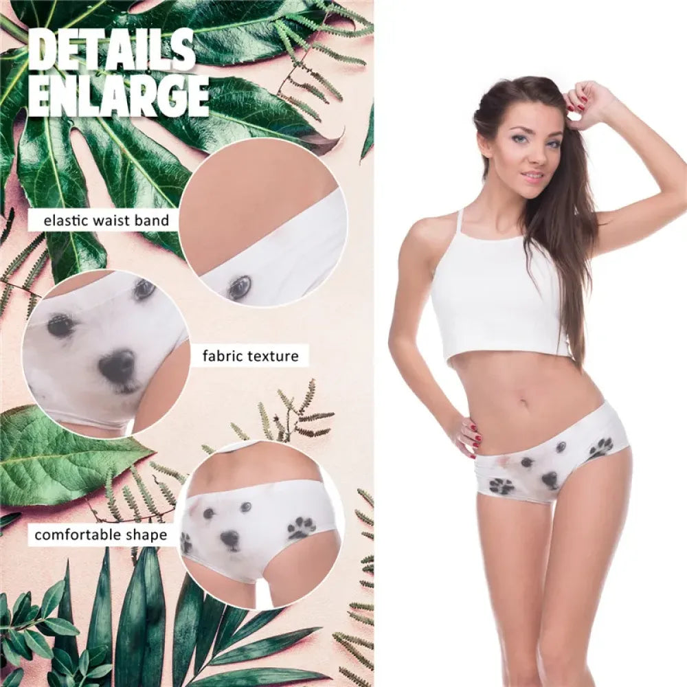 DeanFire Kawaii 3D Panties Women Underwear White Puppy