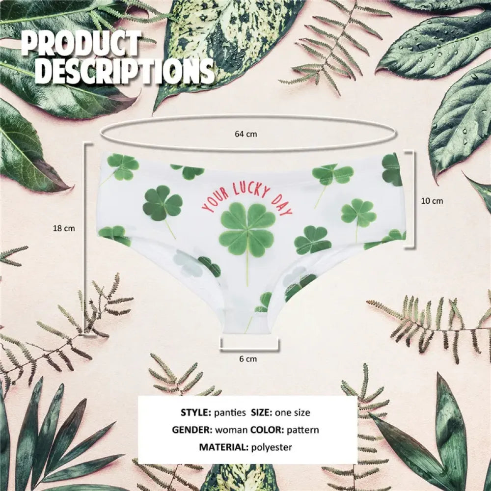 DeanFire Lucky Day Clover Cartoon Print Women Panties