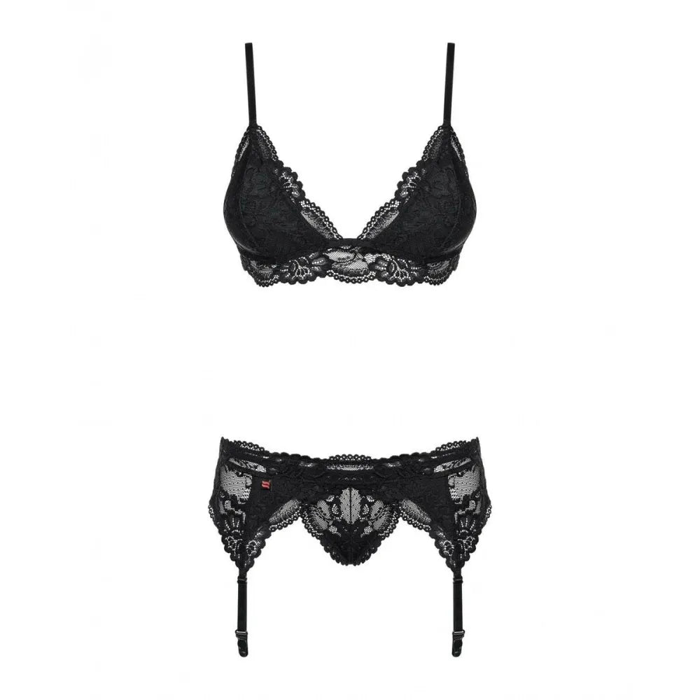 Lace Underwear Set By Obsessive 810-Seg-1 Black S/M