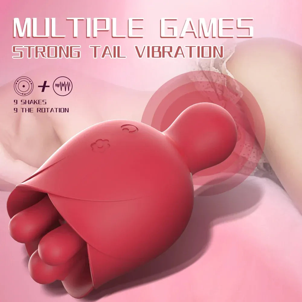 Rose Clit Stimulator 2 In 1 Oral Nipple Massager
